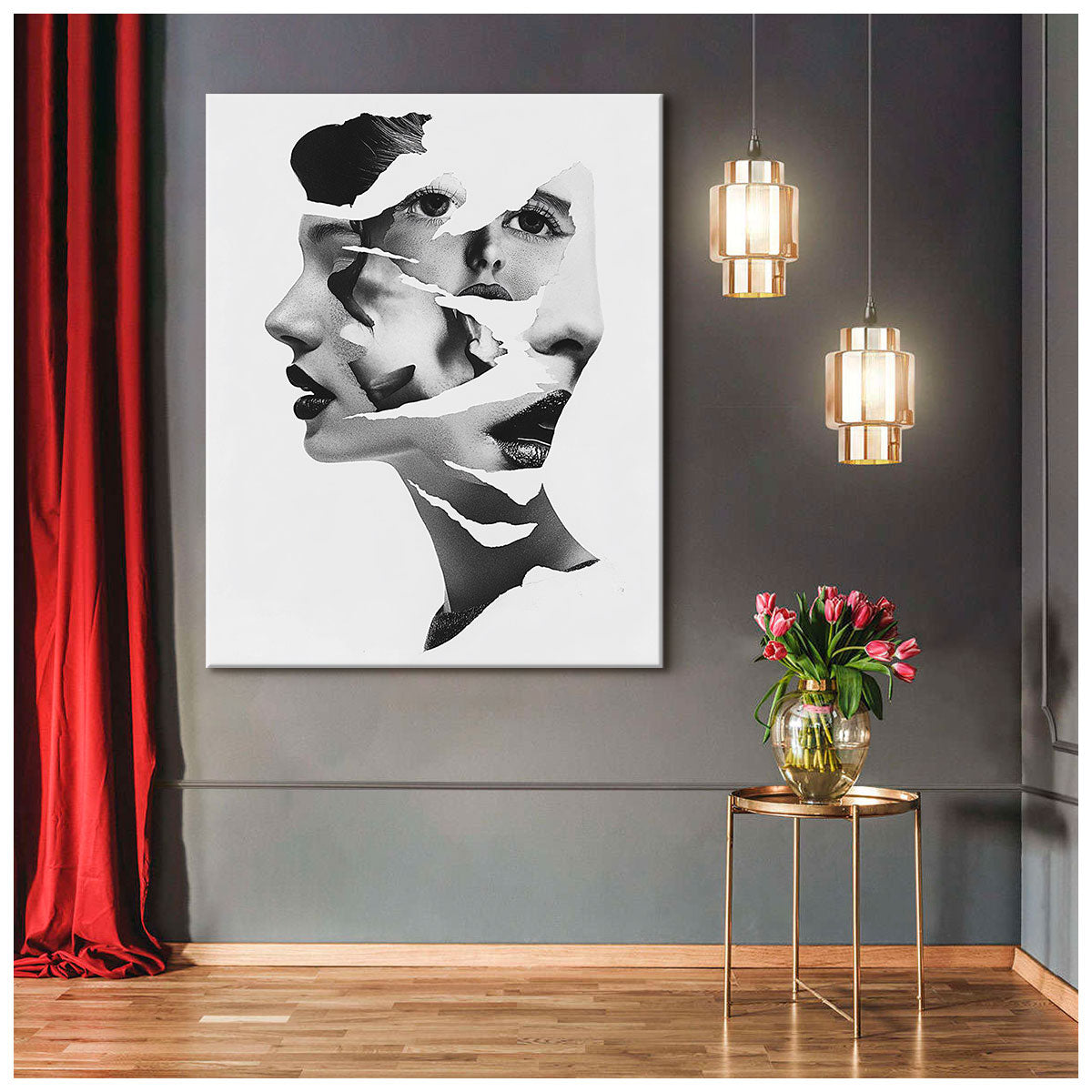 Fragmented Faces Abstract Wall Art