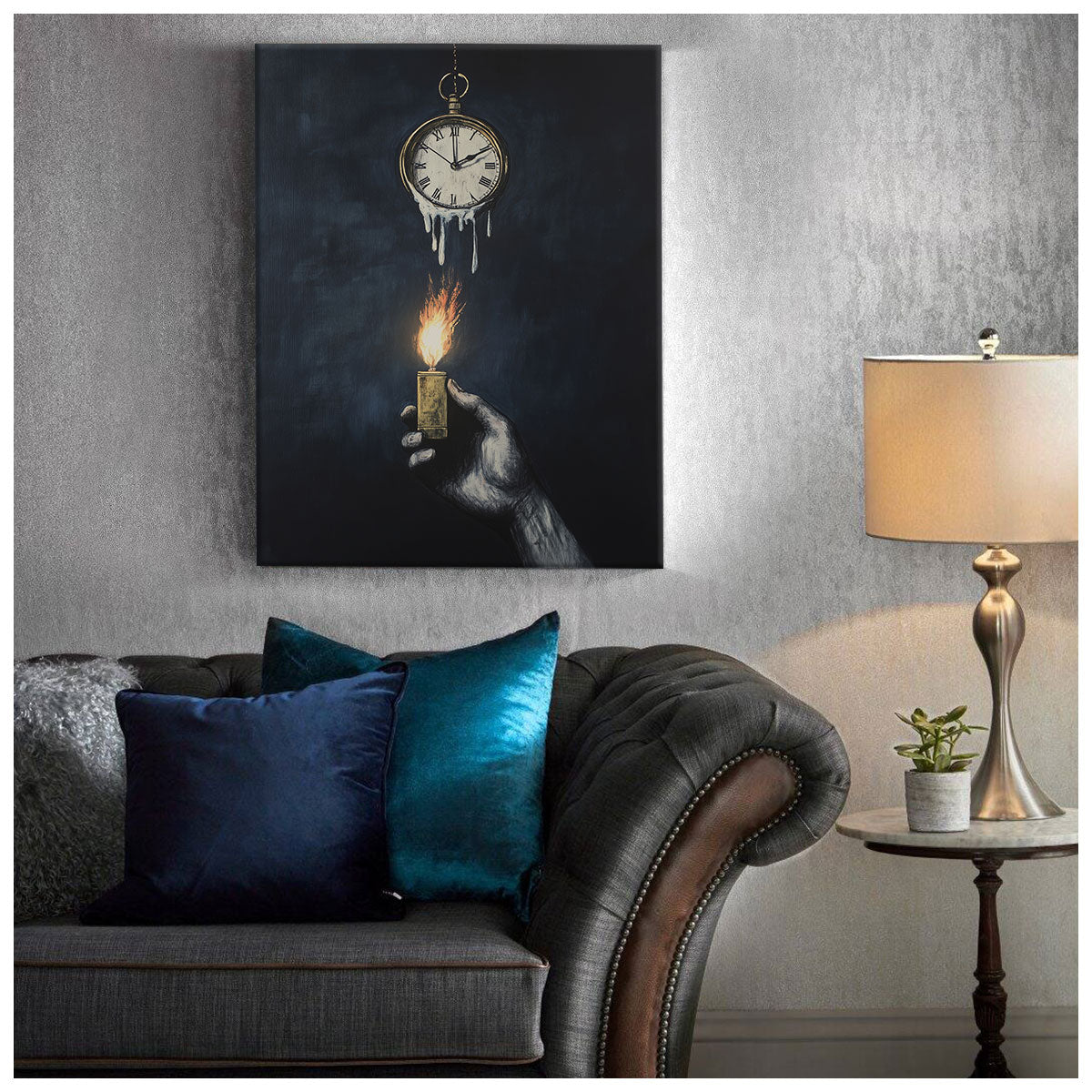 Clock Surreal Mixed-Media Canvas Wall Art