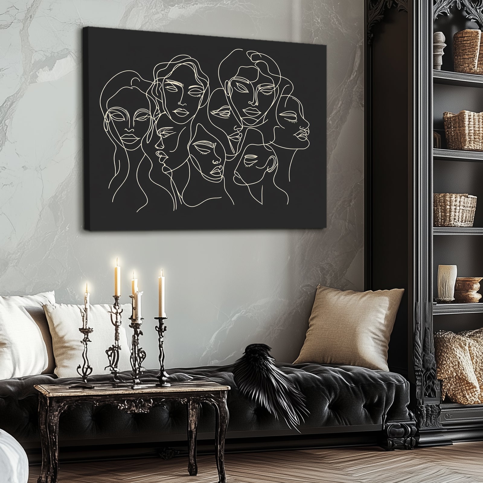 Faces Of Femininity Black Minimalist Abstract Artwork