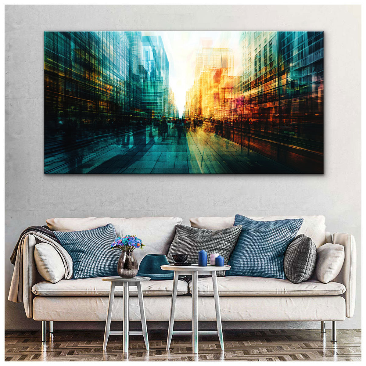 Urban Vibrancia Contemporary Abstract Canvas Wall Art for Living Room