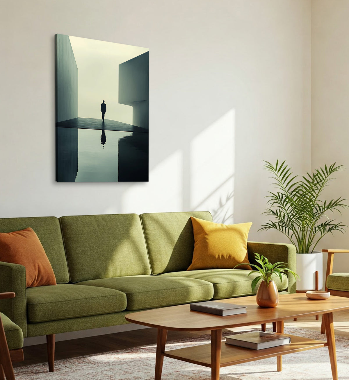 Minimalist Surreal Figure Between Walls – Abstract Canvas Wall Art