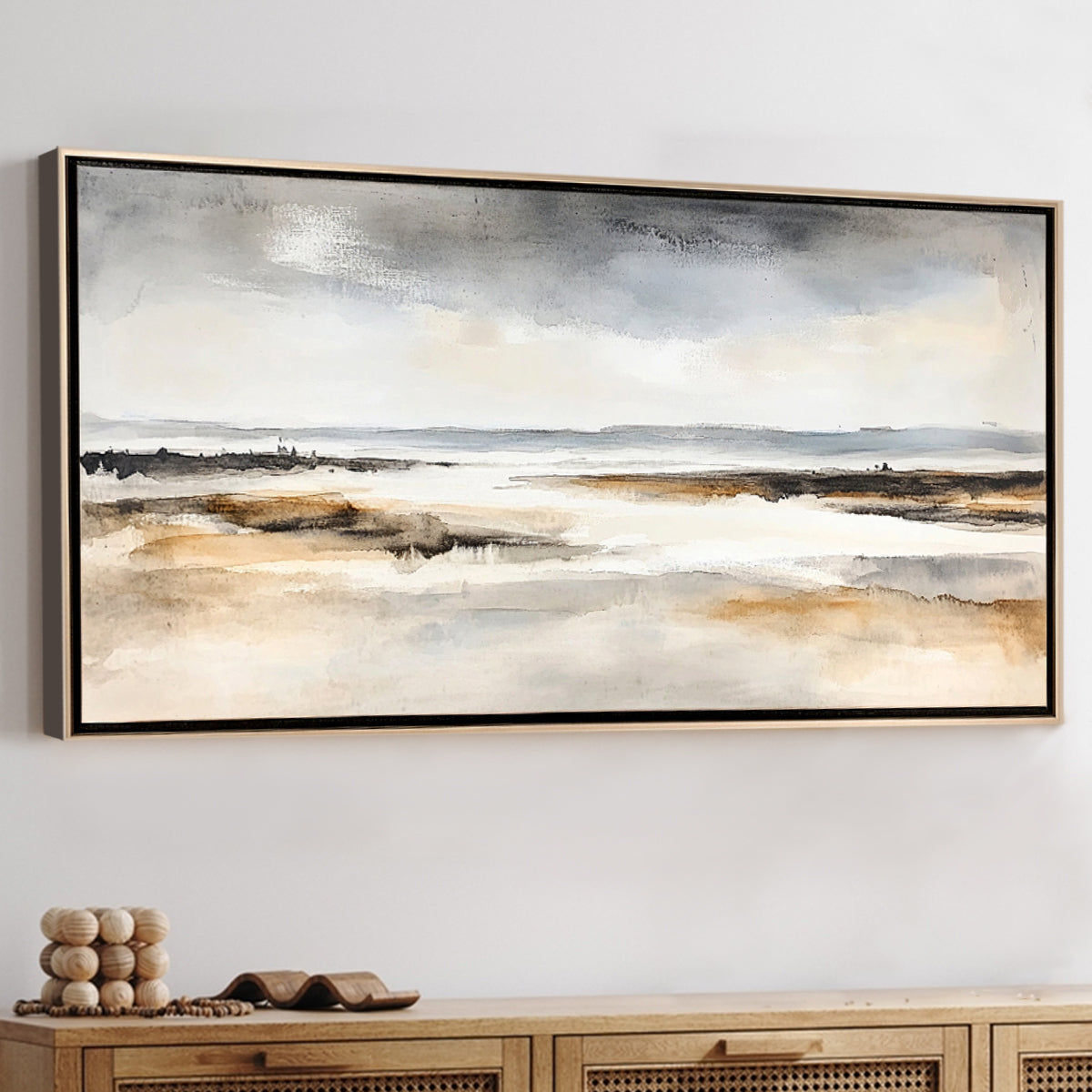 Tranquil Horizon Abstract Landscape Canvas Print for Living Room