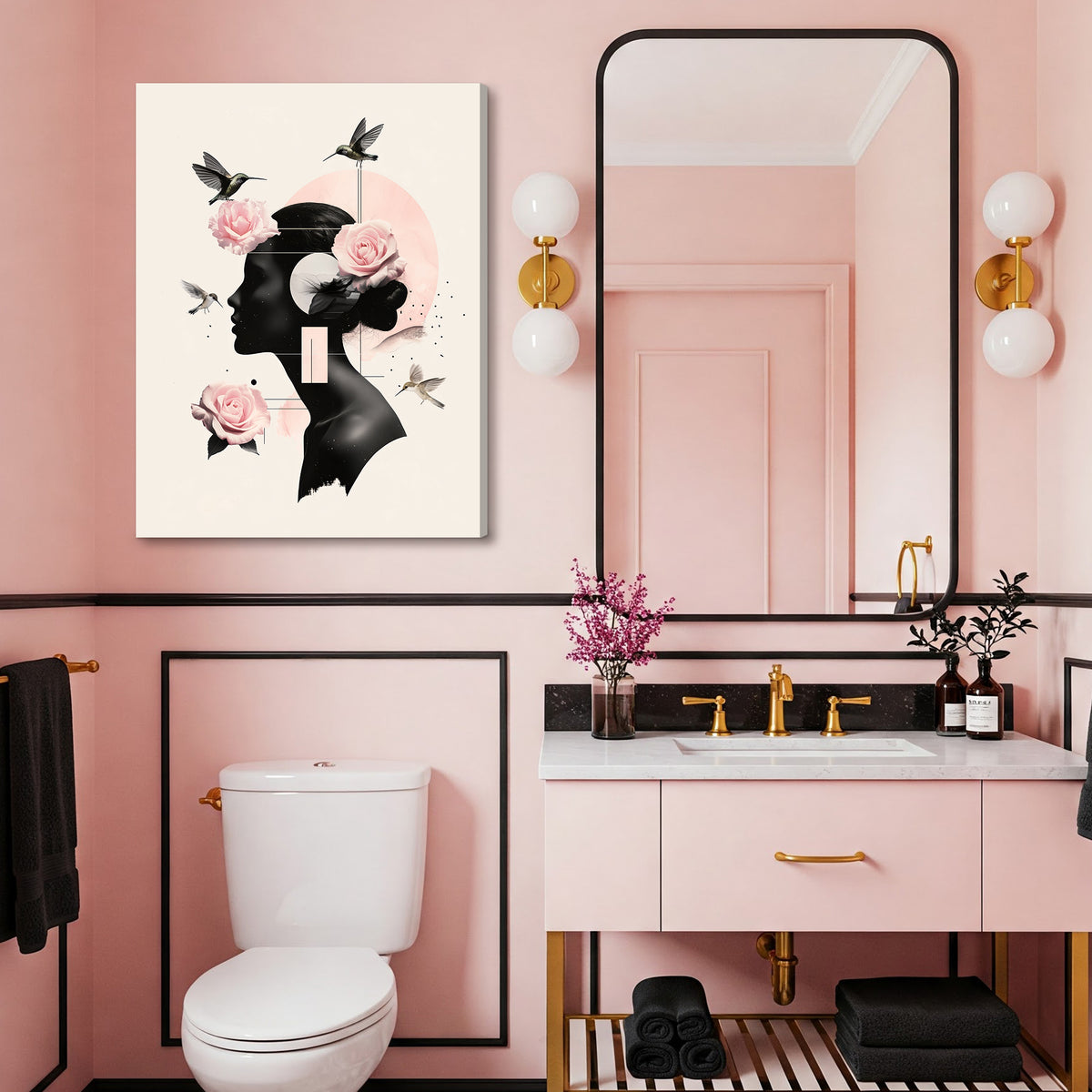 Rose Silhouette - Modern Minimalist Canvas Wall Art
