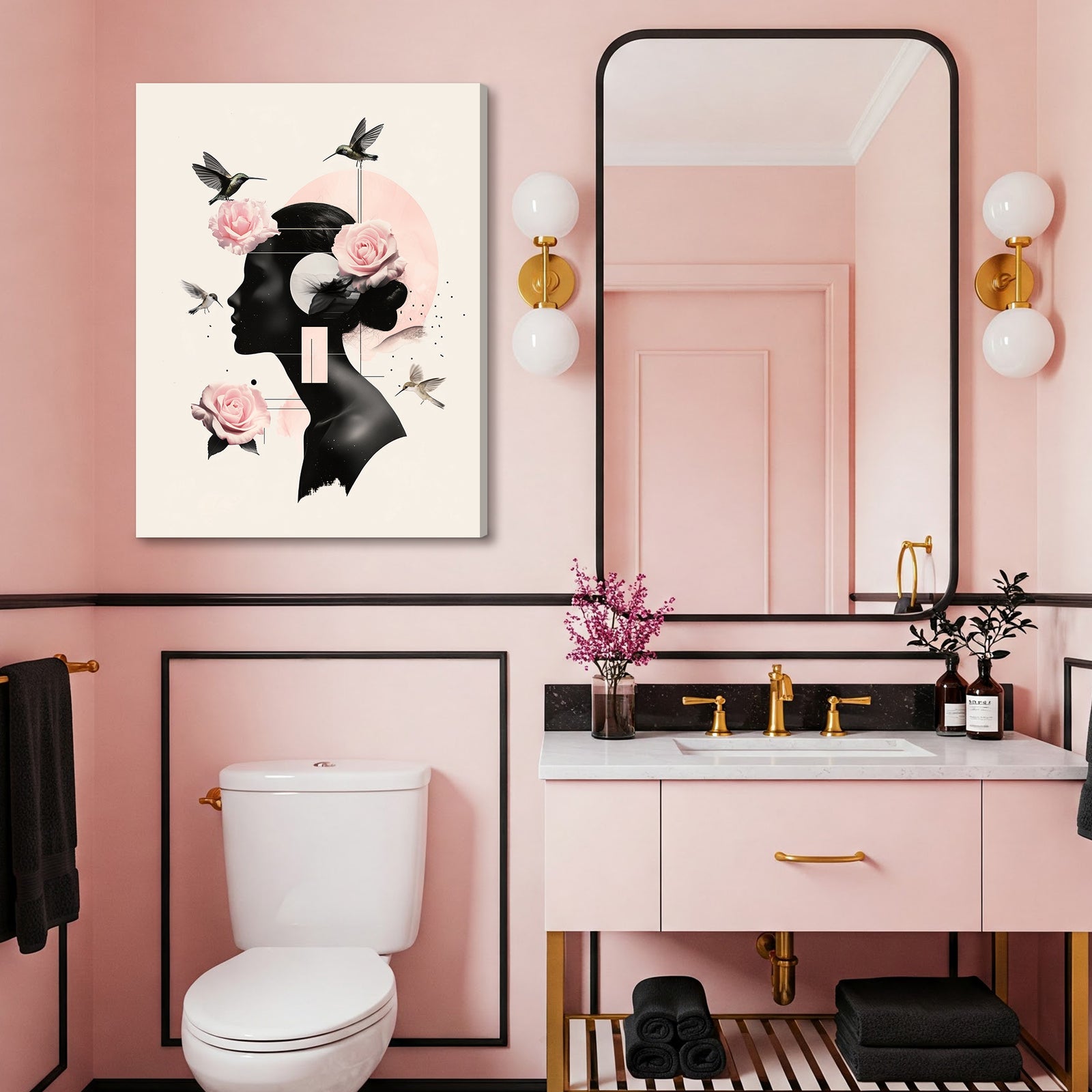 Rose Silhouette - Modern Minimalist Canvas Wall Art