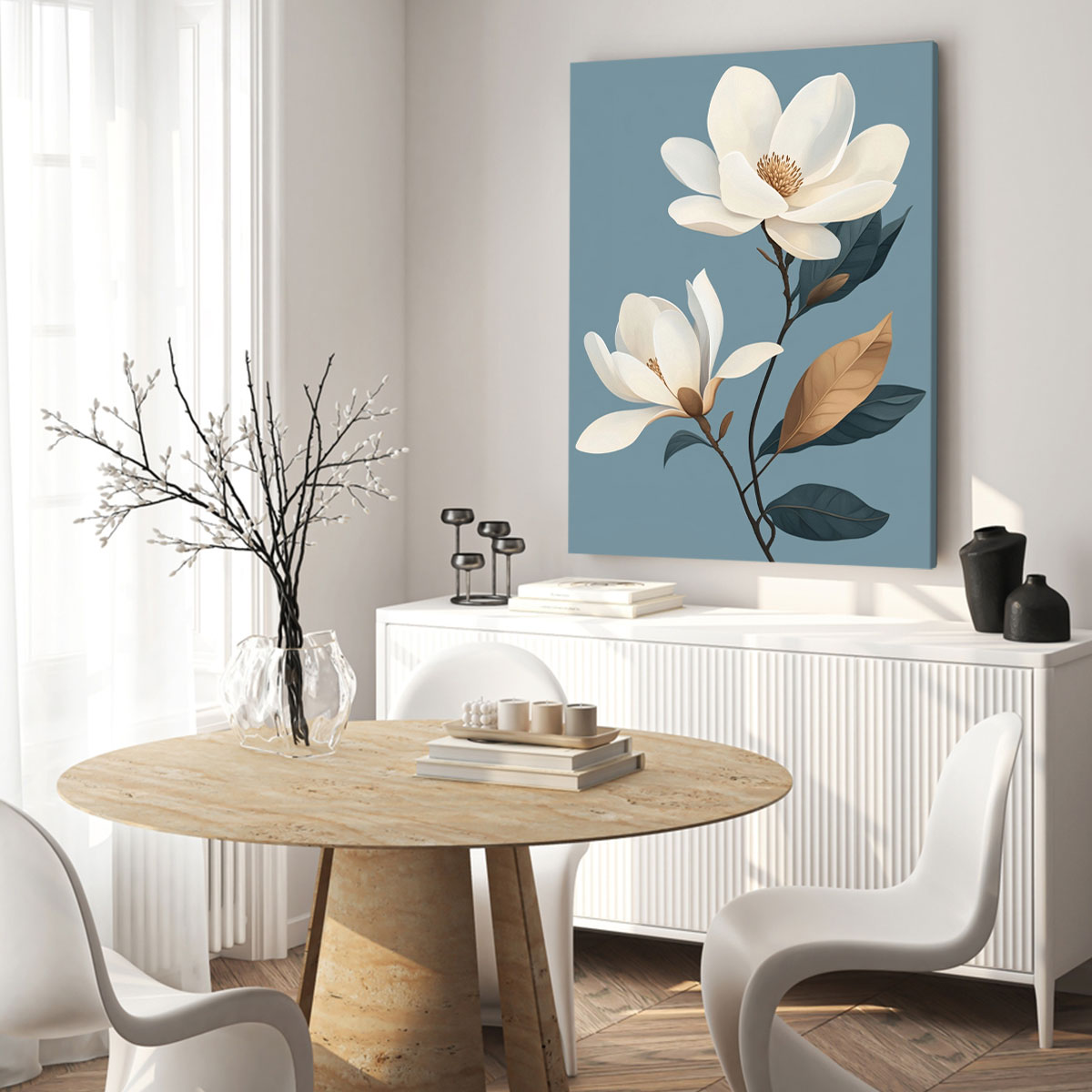 Ivory Magnolia Modern Wall Artwork