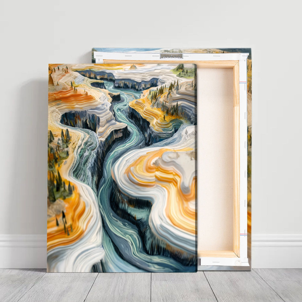 River Canyon Landscape Abstract Canvas Wall Art for Living Room