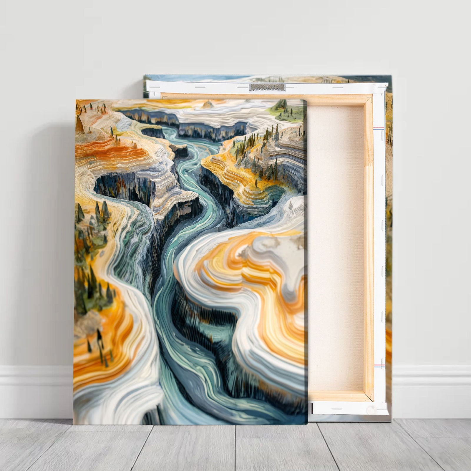 River Canyon Landscape Abstract Canvas Wall Art for Living Room