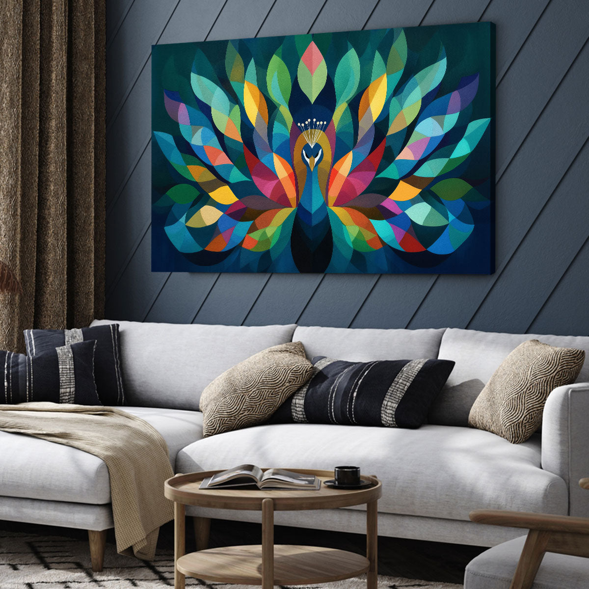 Geometric Art Peacock Abstract Canvas Print