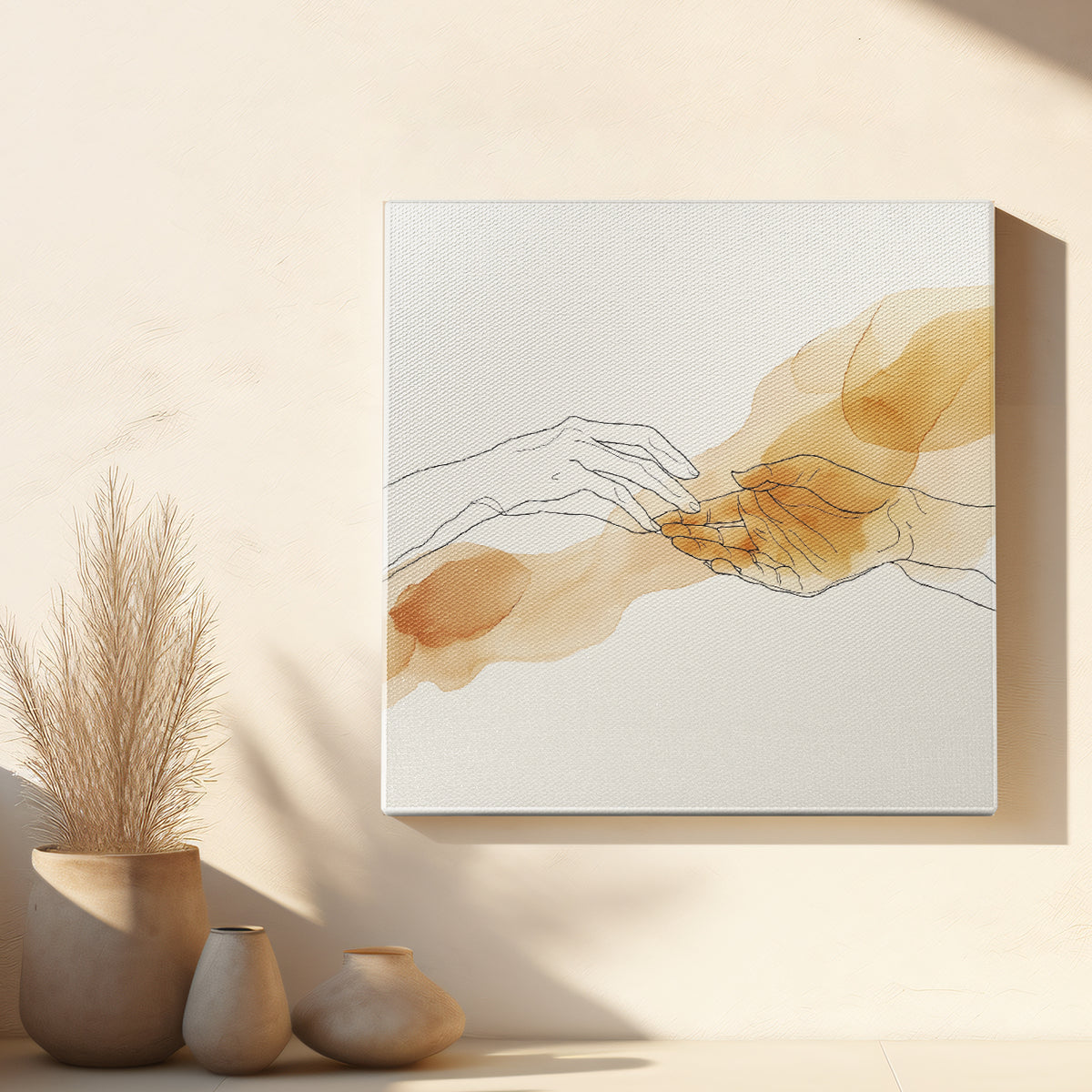 Touch of Connection One-Line Drawing Minimalist Canvas Wall Art