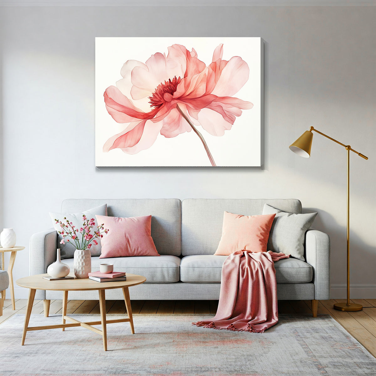 Beautiful Watercolor Peony Abstract Wall Art