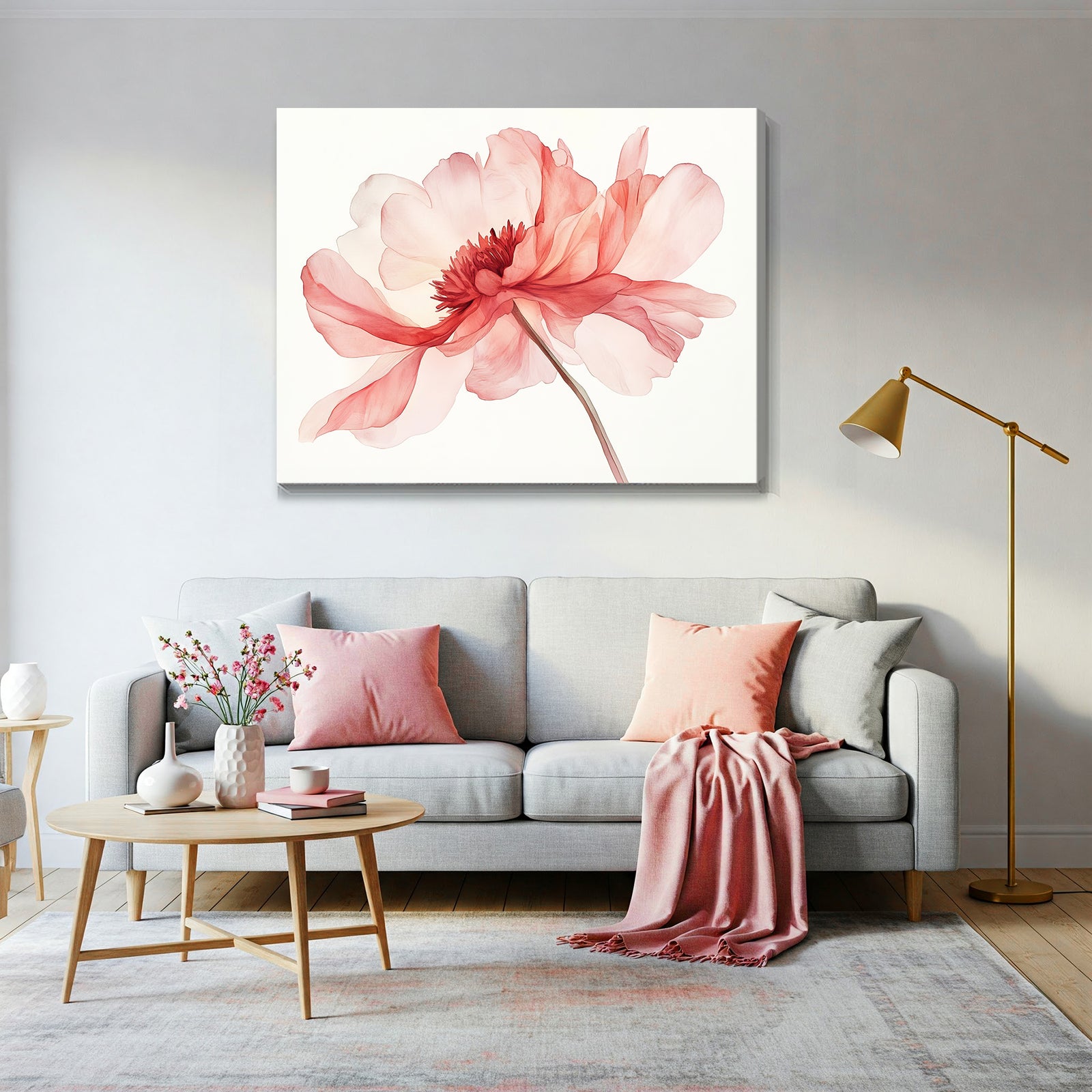 Beautiful Watercolor Peony Abstract Wall Art