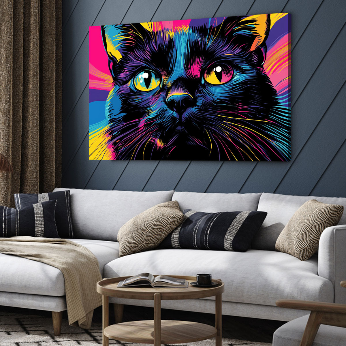 Black Cat Pop Art Portrait Canvas Art