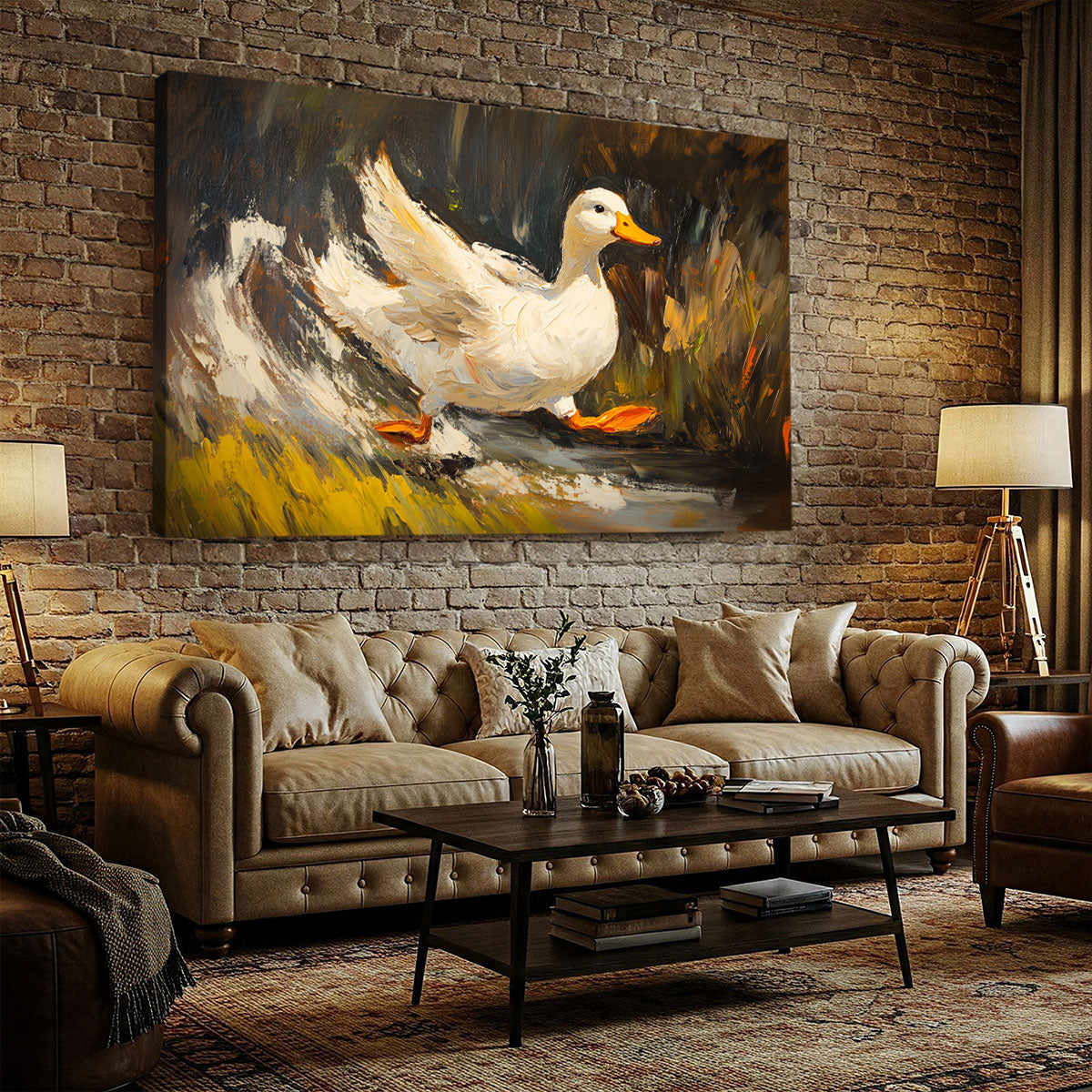 White Duck Painting Natural Hues Canvas