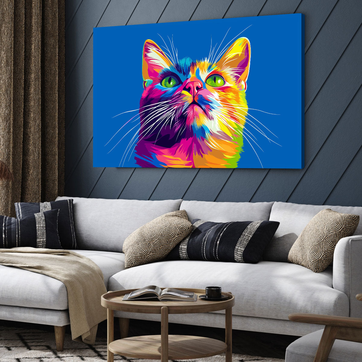 Pop Art Kitty With Green Eyes Wall Art