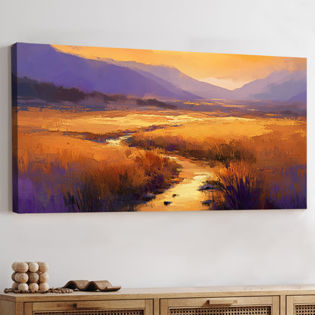Golden Valley Vibrant Landscape Abstract Canvas Wall Art