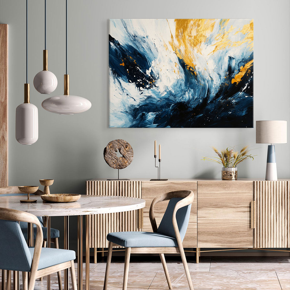 Dynamic Abstract Brushstrokes Modern Canvas Wall Ar