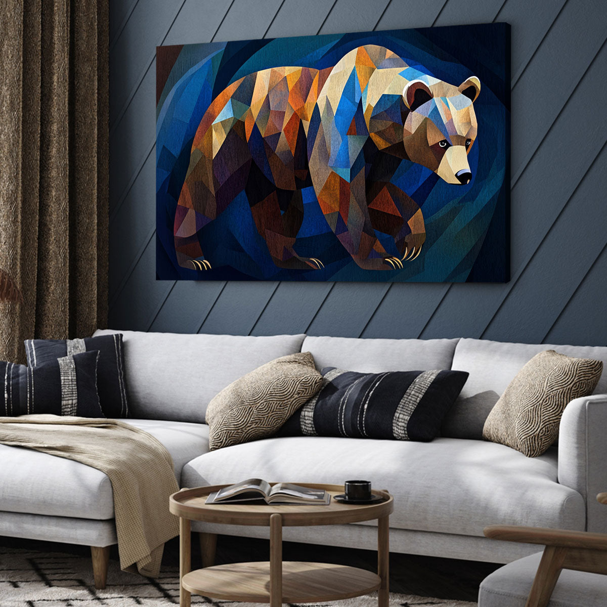 Modern Geometric Art Earthy Toned Bear