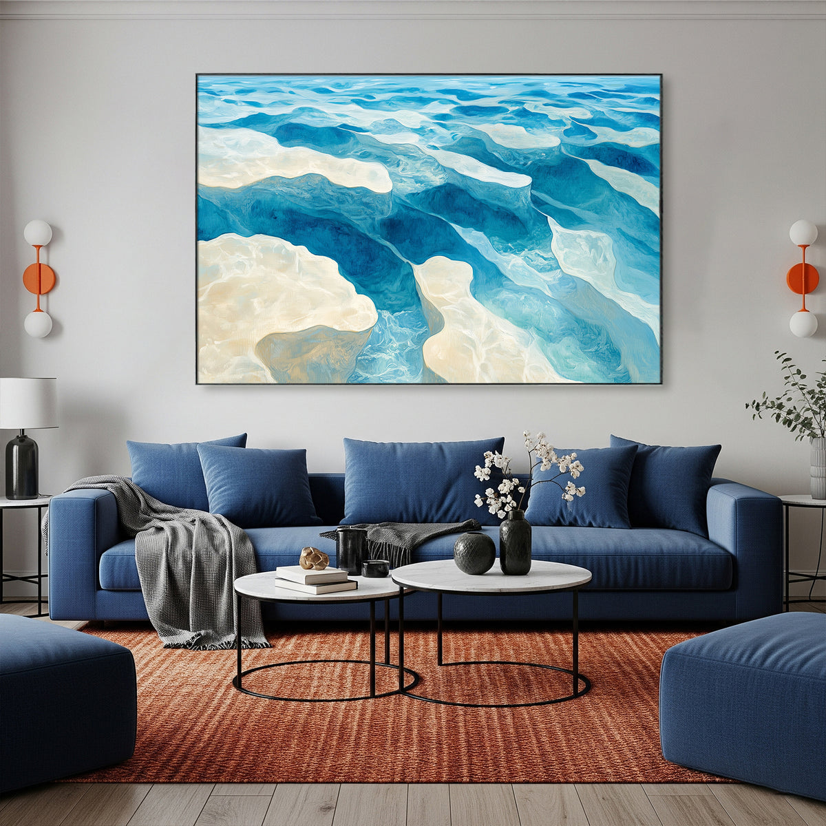 Aerial Ocean View Acrylic Painting Coastal Canvas Art