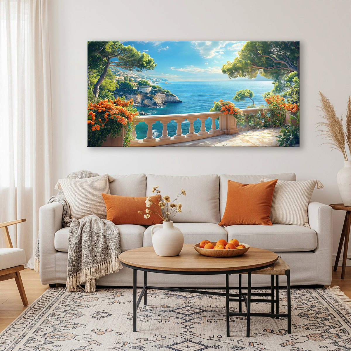 Panoramic Villa View With Sea Breeze Canvas Wall Art