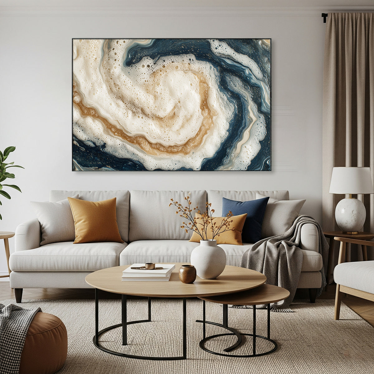 Abstract Seafoam Swirl Acrylic Canvas Wall Art Print