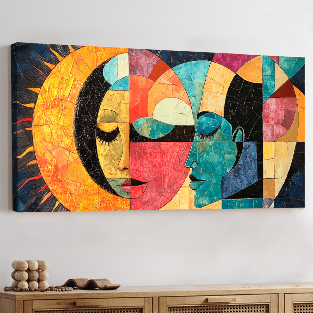 Celestial Embrace Vibrant Abstract Canvas Wall Art