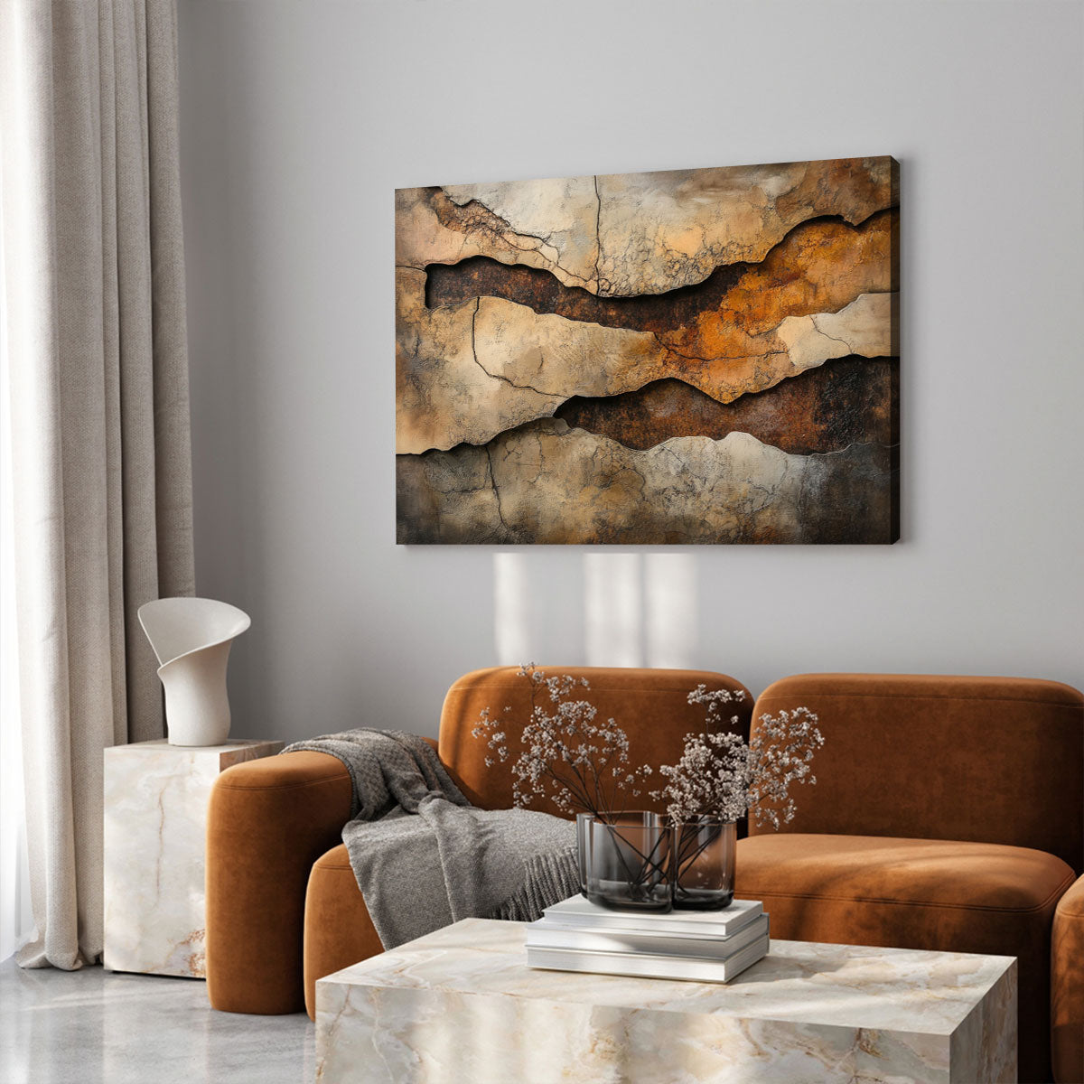 Layered Abstract Canvas Wall Art – Textured Minimalist Painting