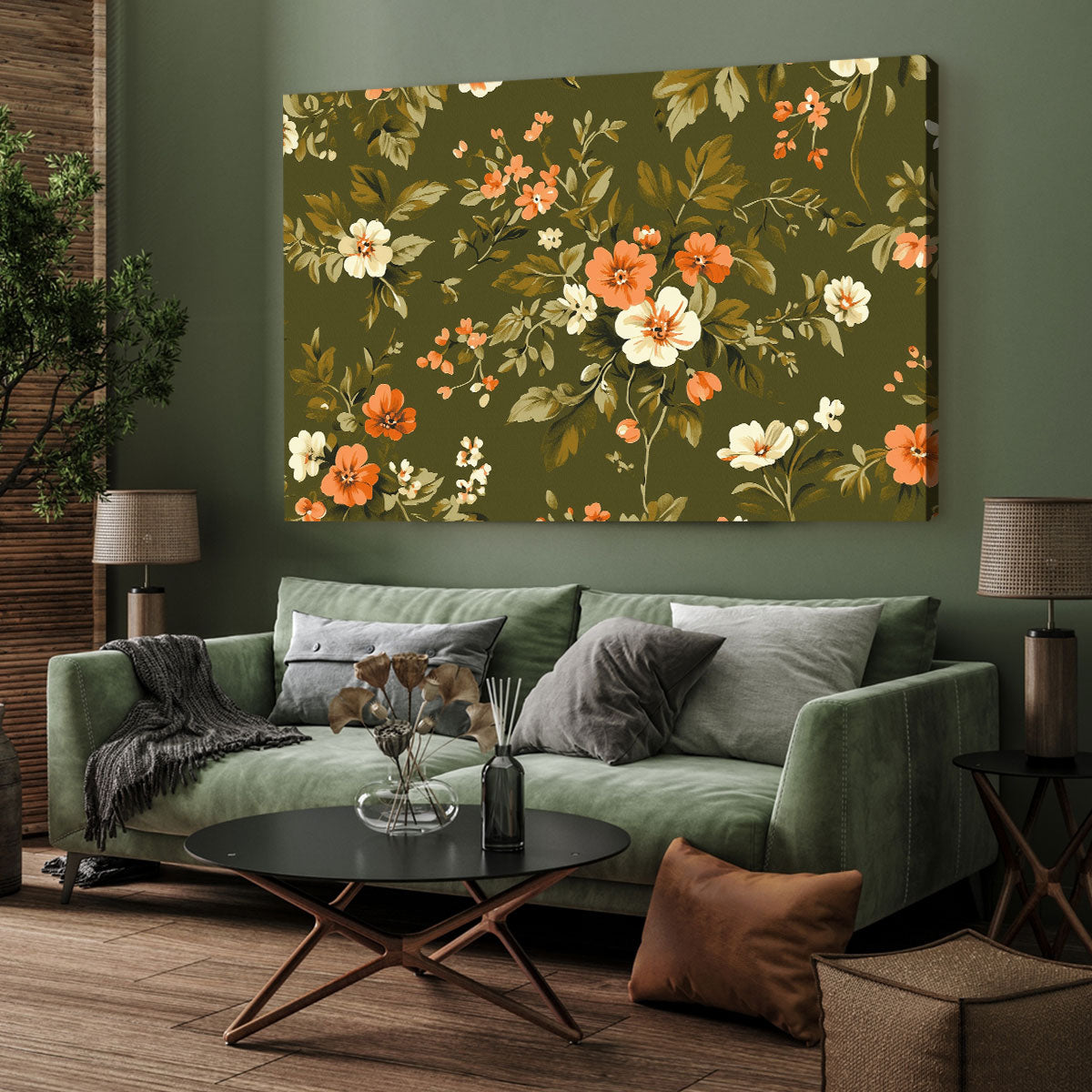 Garden Flower Pattern Canvas Vintage Artwork