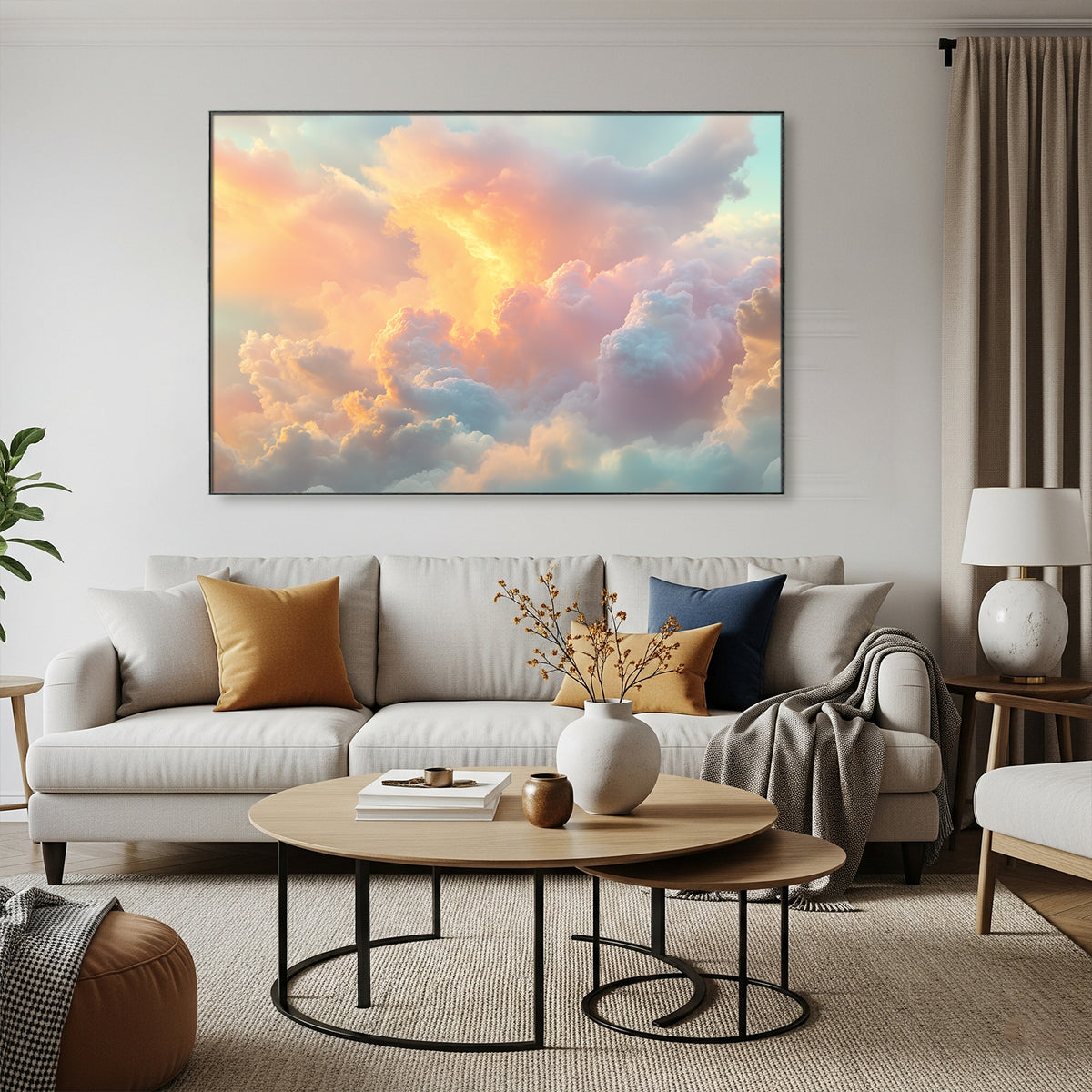 Dreamlike Cloud Formation Digital Canvas In Pastel Hues