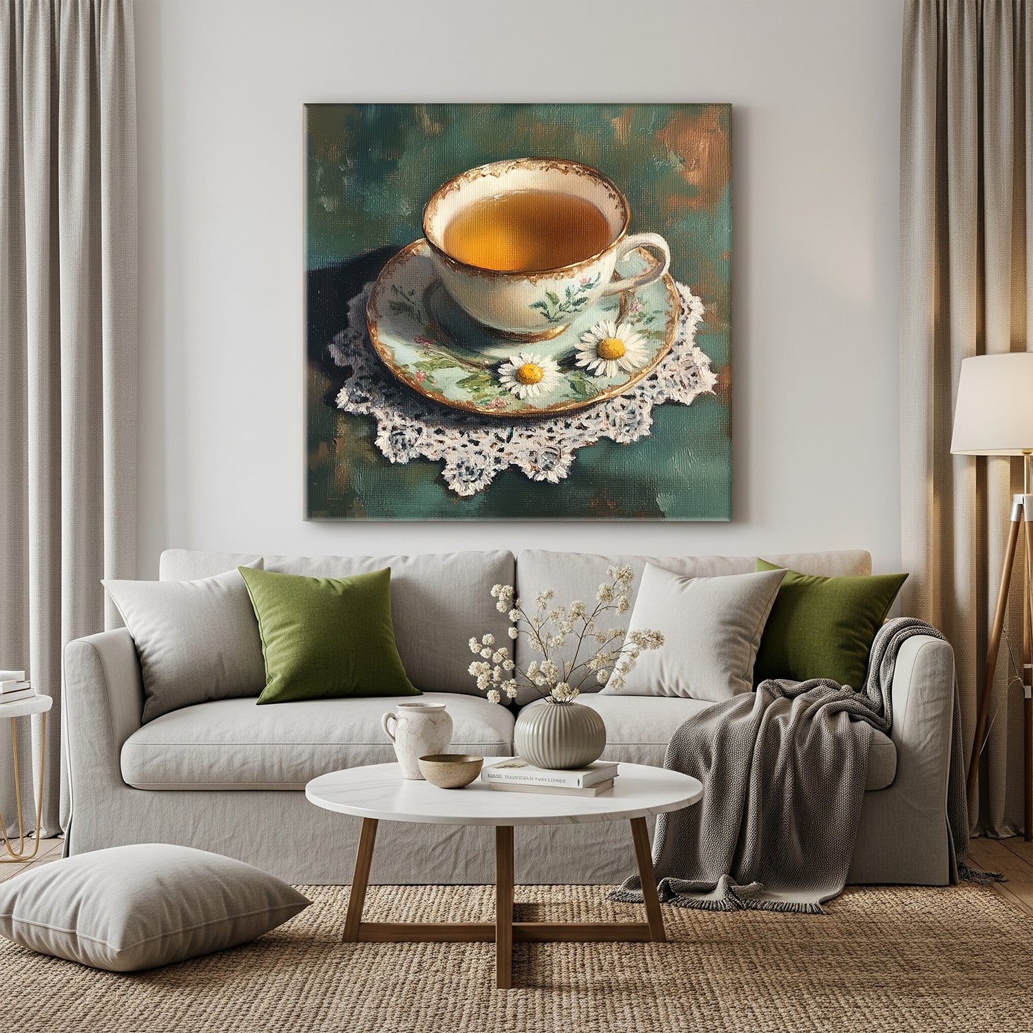 Delicate Teacup Oil Painting Fine Art Canvas Print