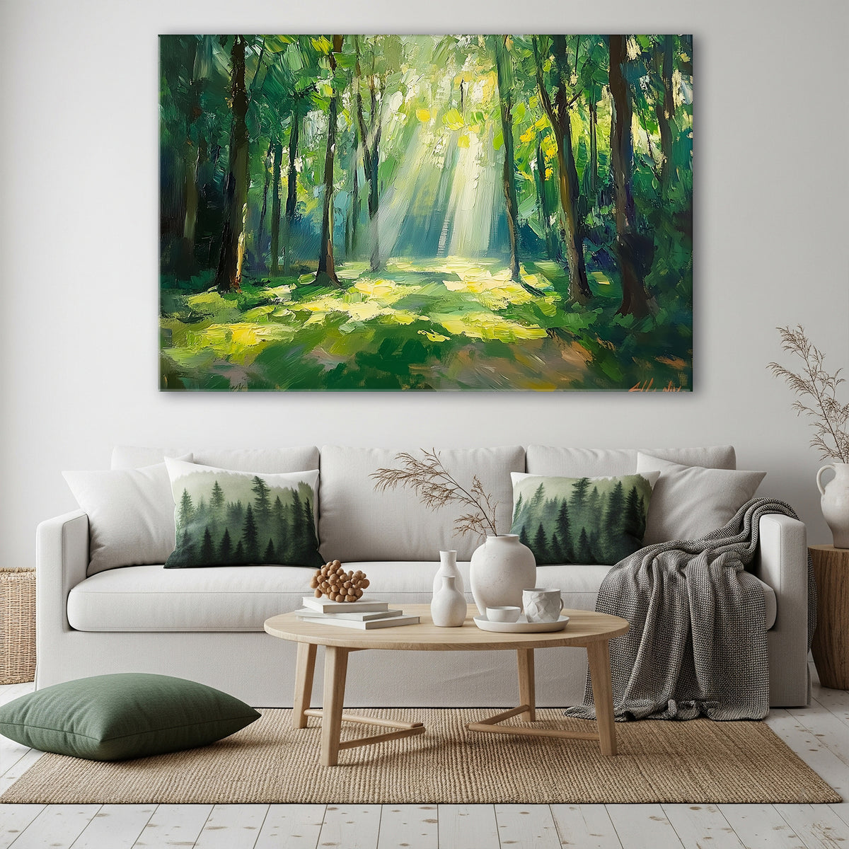 Lush Green Forest Fine Art Oil Canvas Wall Art
