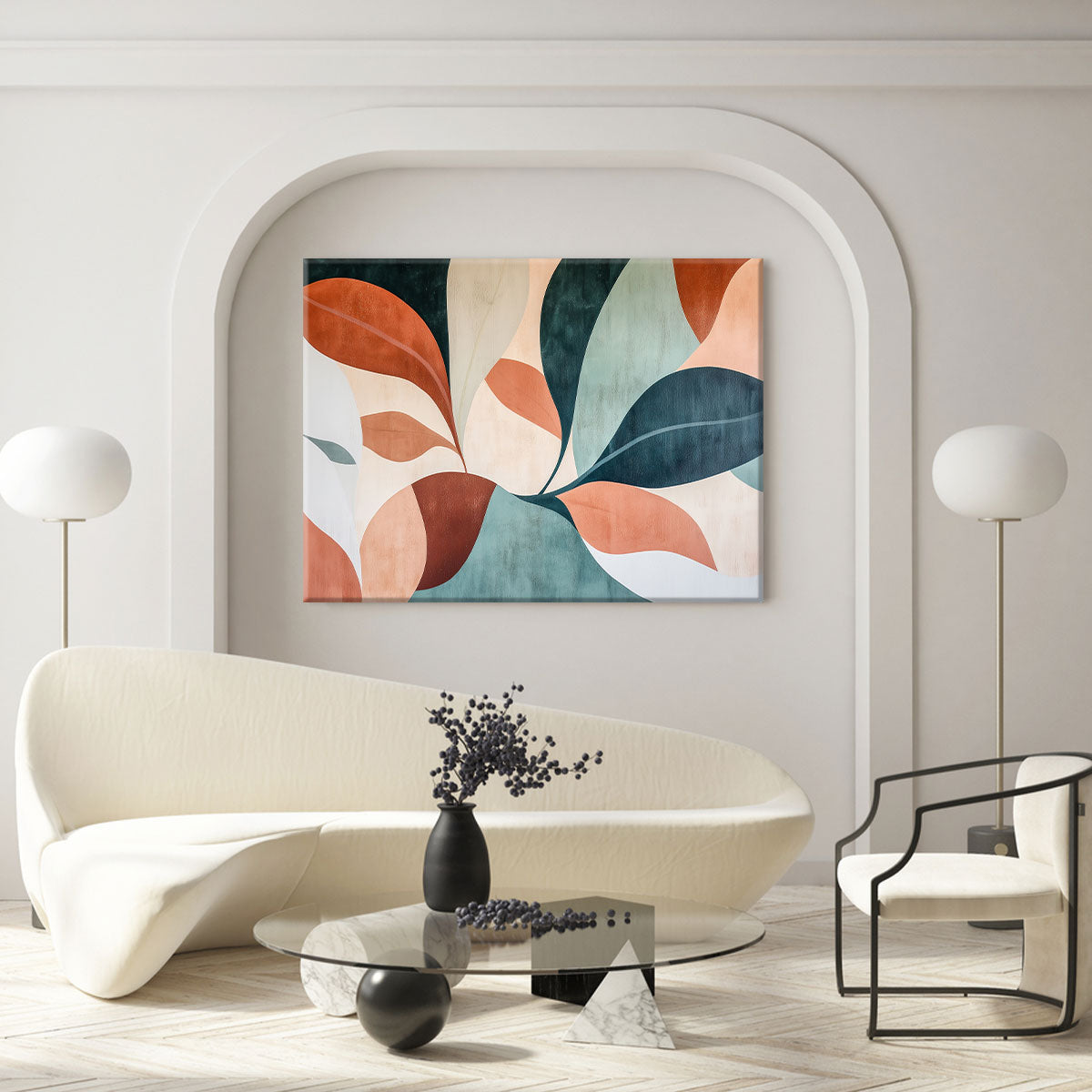 Abstract Terracotta Botanical Shapes Boho Canvas Wall Art