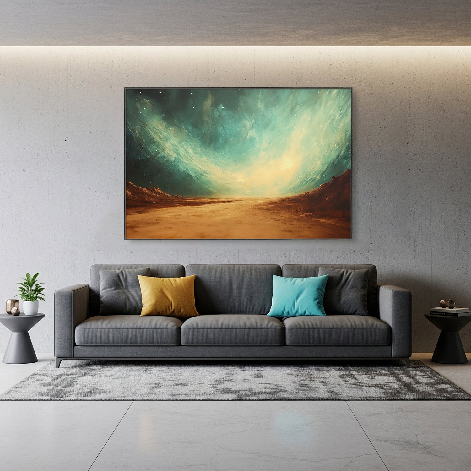 Iridescent Acrylic Painting Canvas With Floral Texture