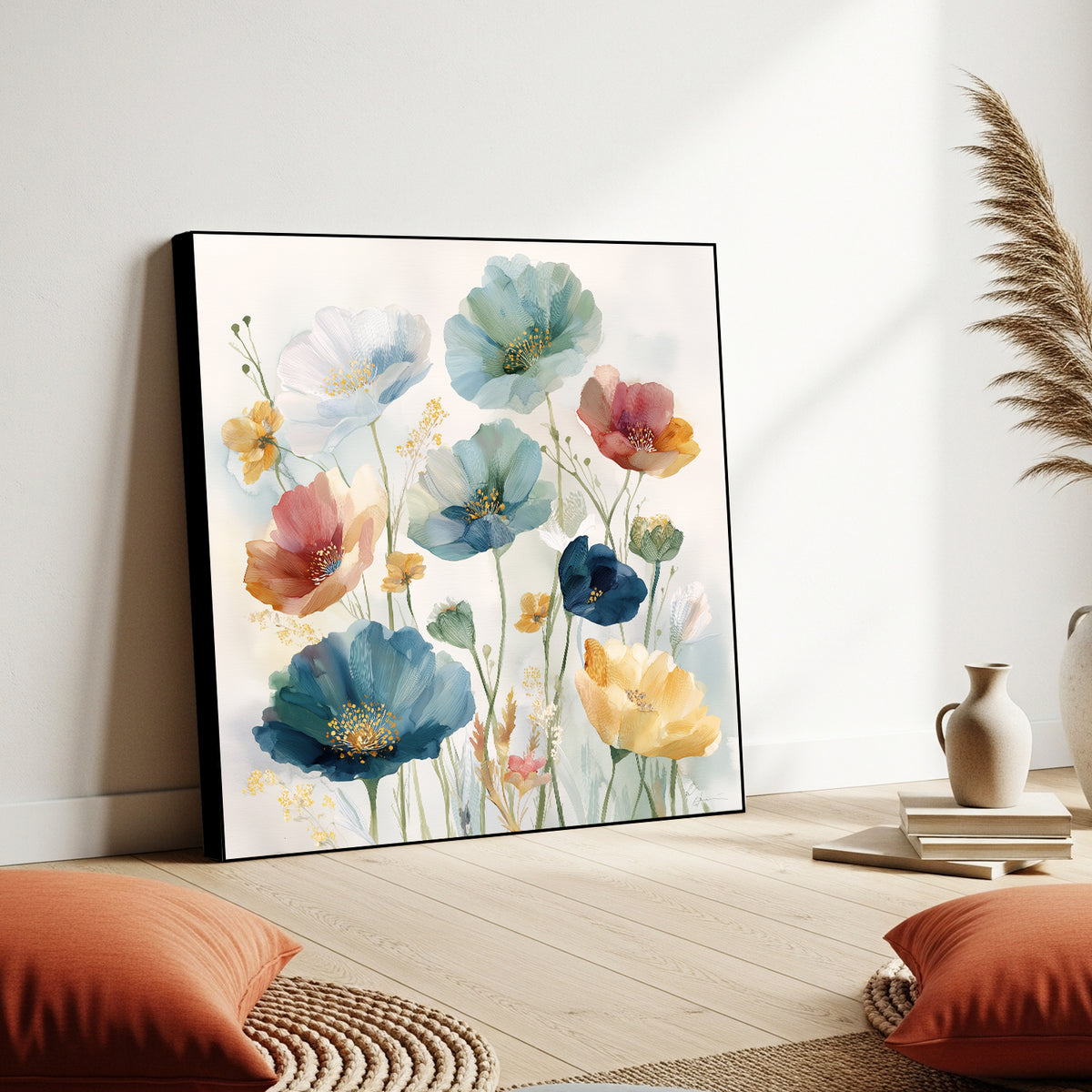 Soft Botanical Canvas Delicate Flower Wall Decor