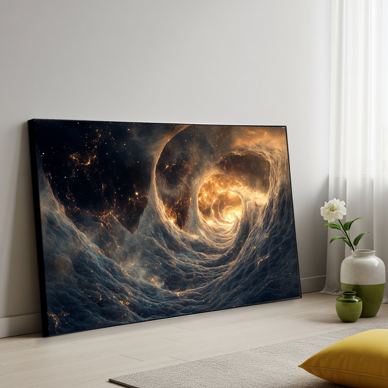 Cosmic Spiral Contemporary Abstract Canvas Wall Art for Living Room