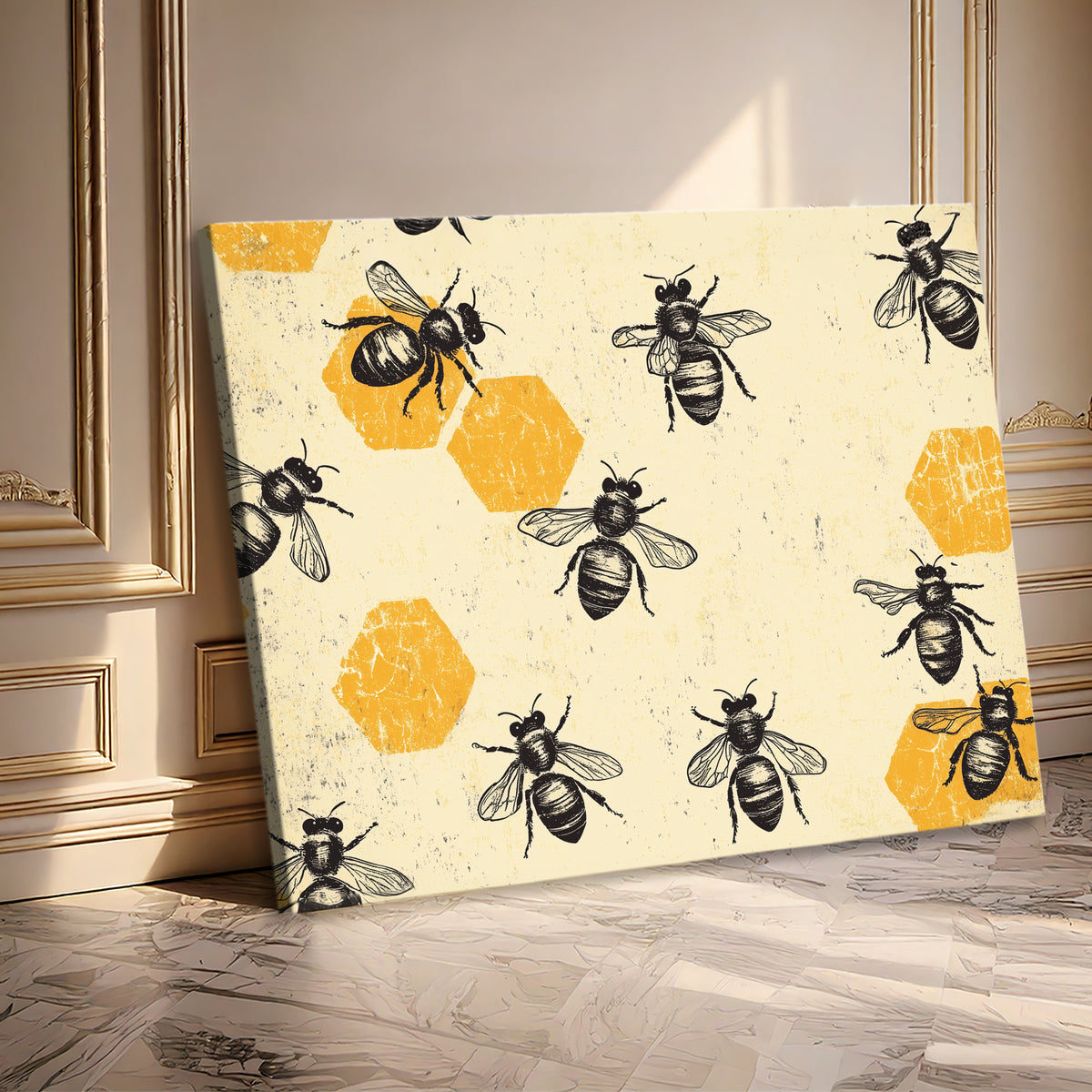 Bohemian Bee and Honeycomb Boho Wall Art for Cozy Decor