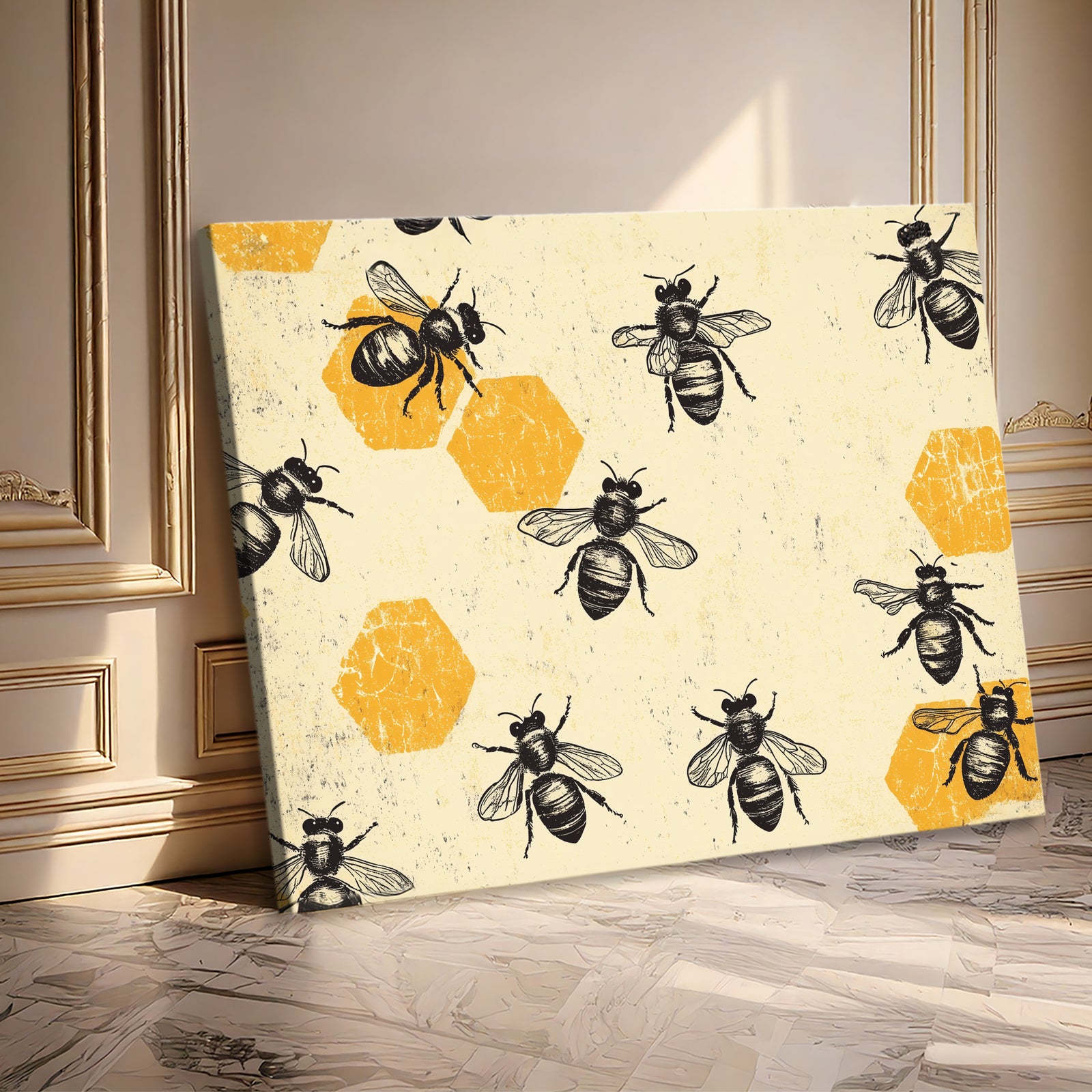Bohemian Bee and Honeycomb Boho Wall Art for Cozy Decor