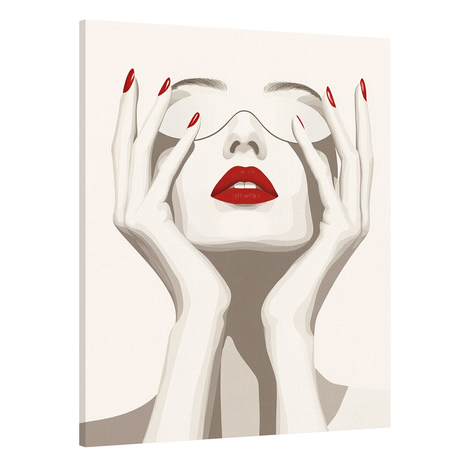 Red Lips Elegant Woman Minimalist Canvas Wall Art