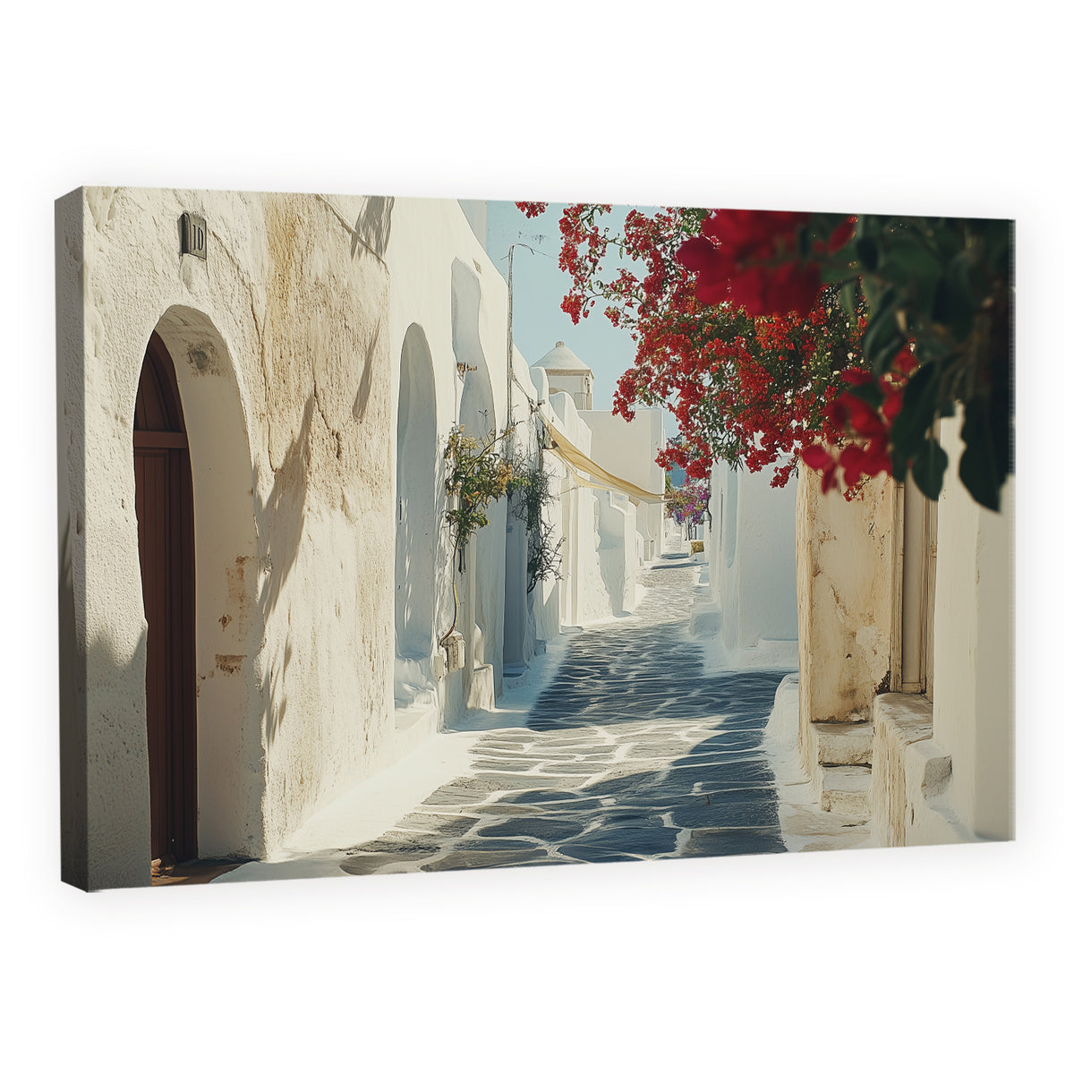Santorini Alley Fine Art Canvas Print in Minimal Style