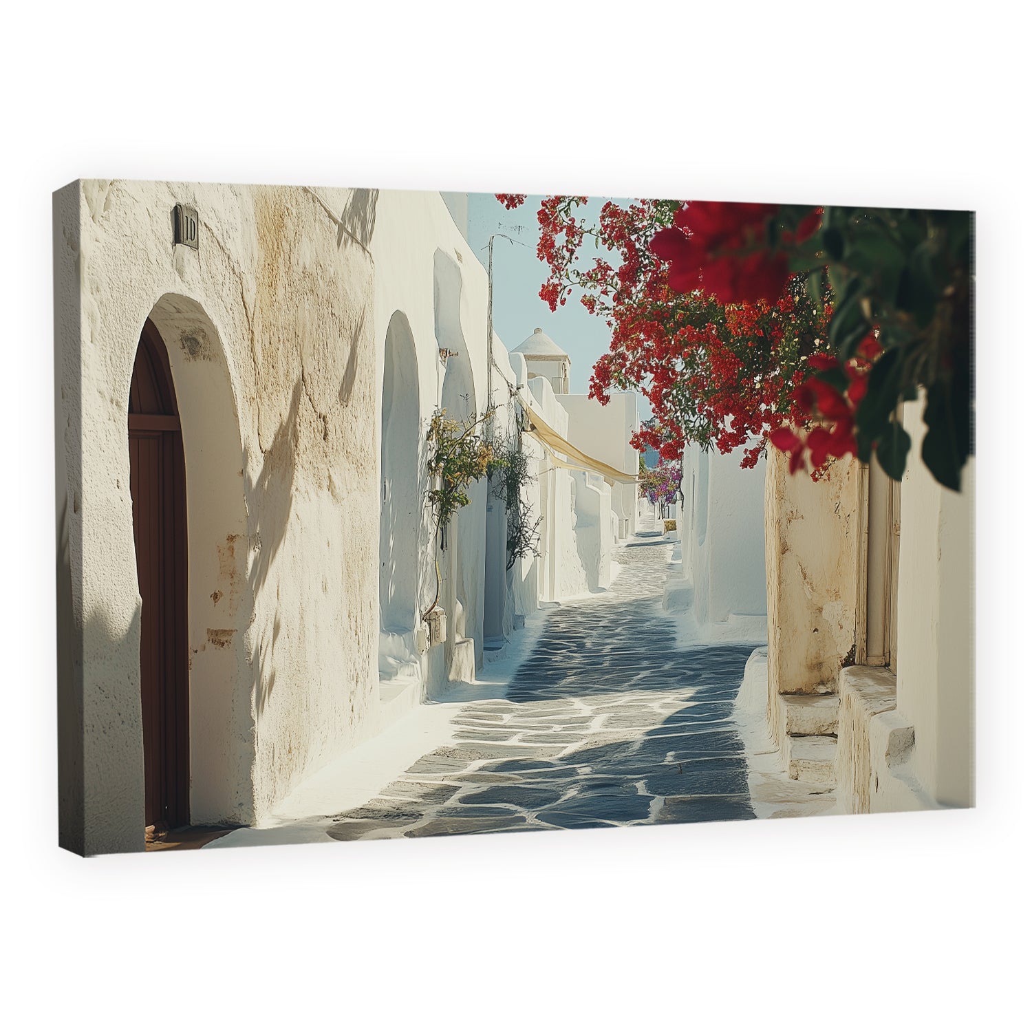 Santorini Alley Fine Art Canvas Print in Minimal Style