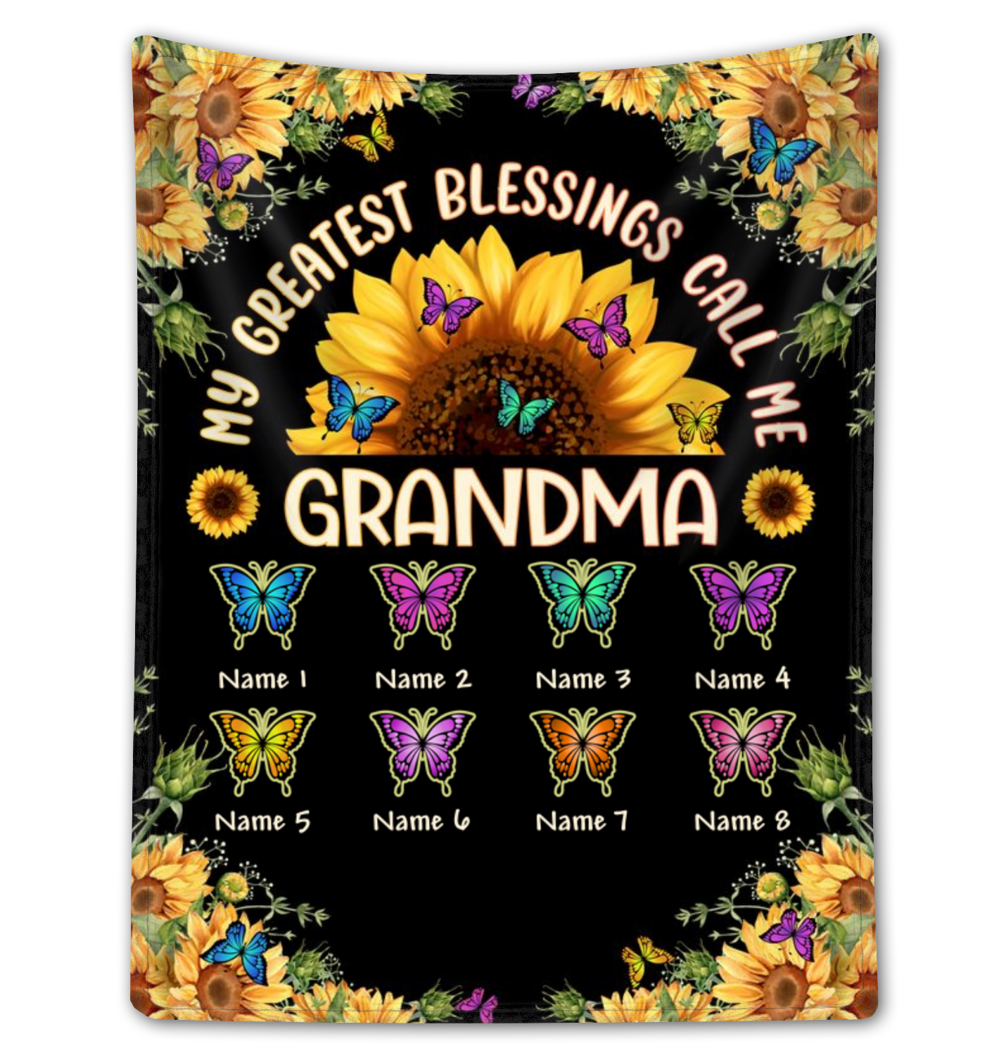 Personalized Grandma Sunflower Blanket Mothers Day Gifts
