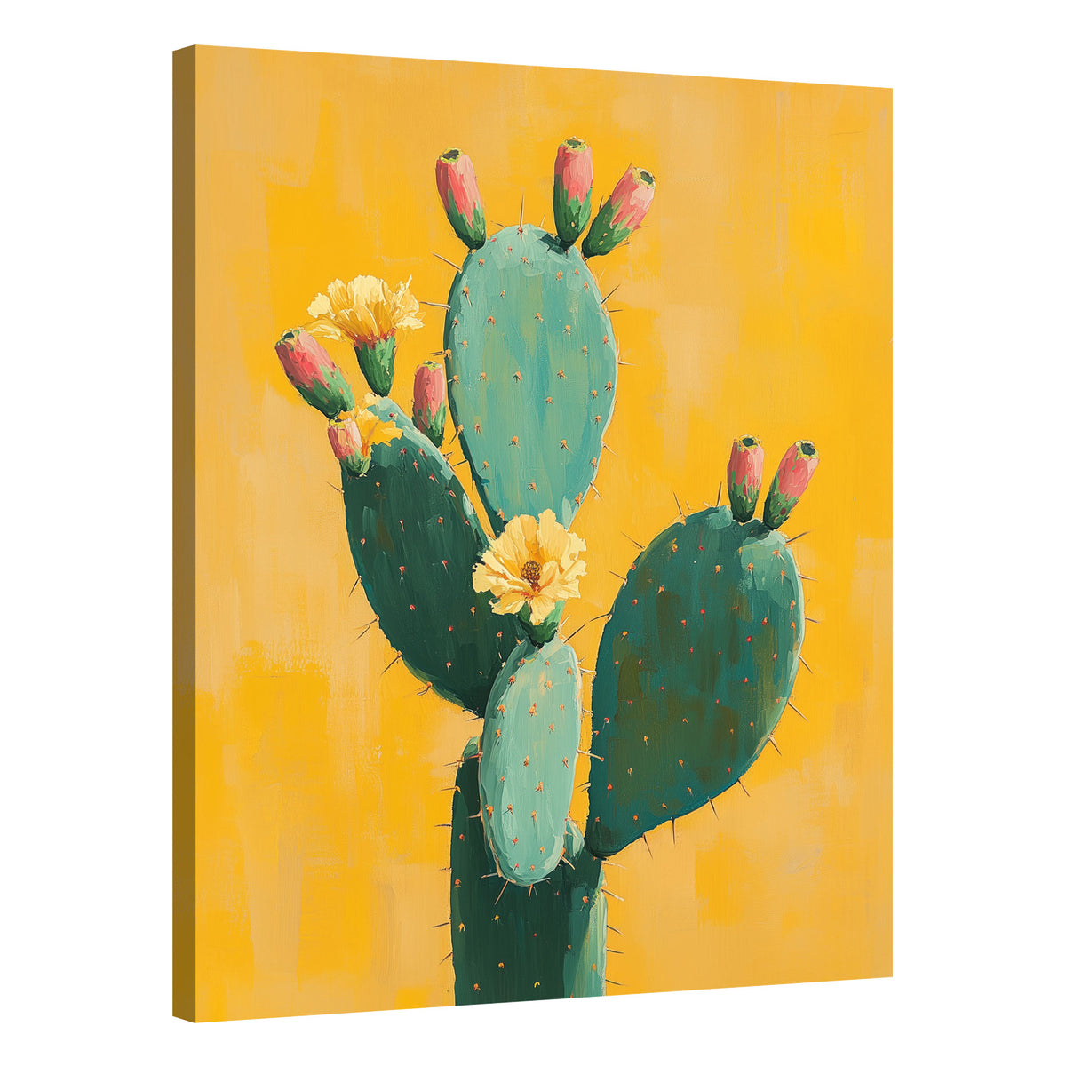 Cactus Painting Canvas Minimalist Wall Art.
