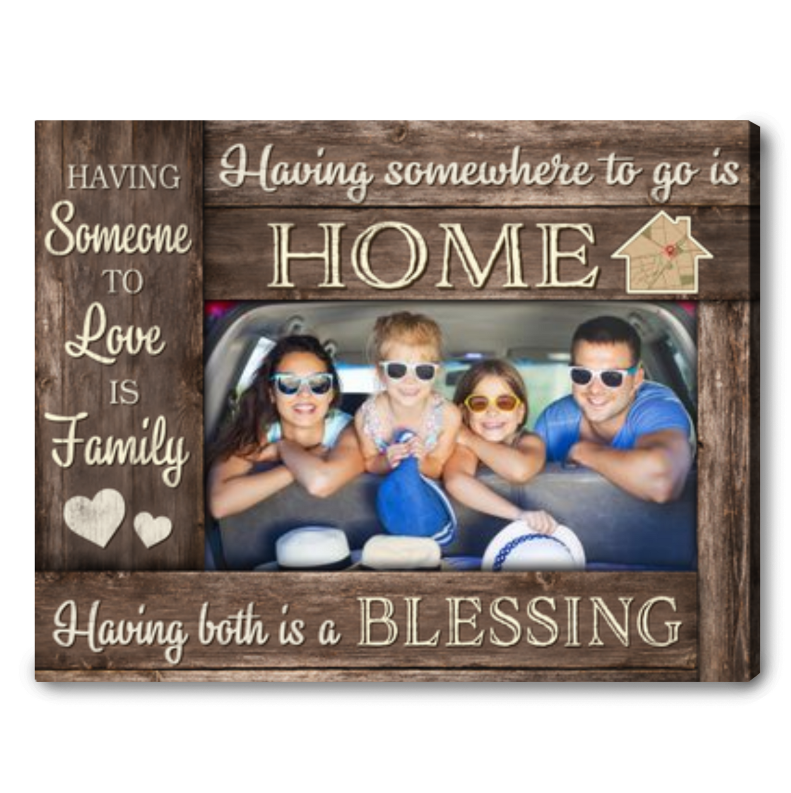 Family House Map Art Christmas Housewarming Decoration Personalized Family Photo Canvas Wall Art