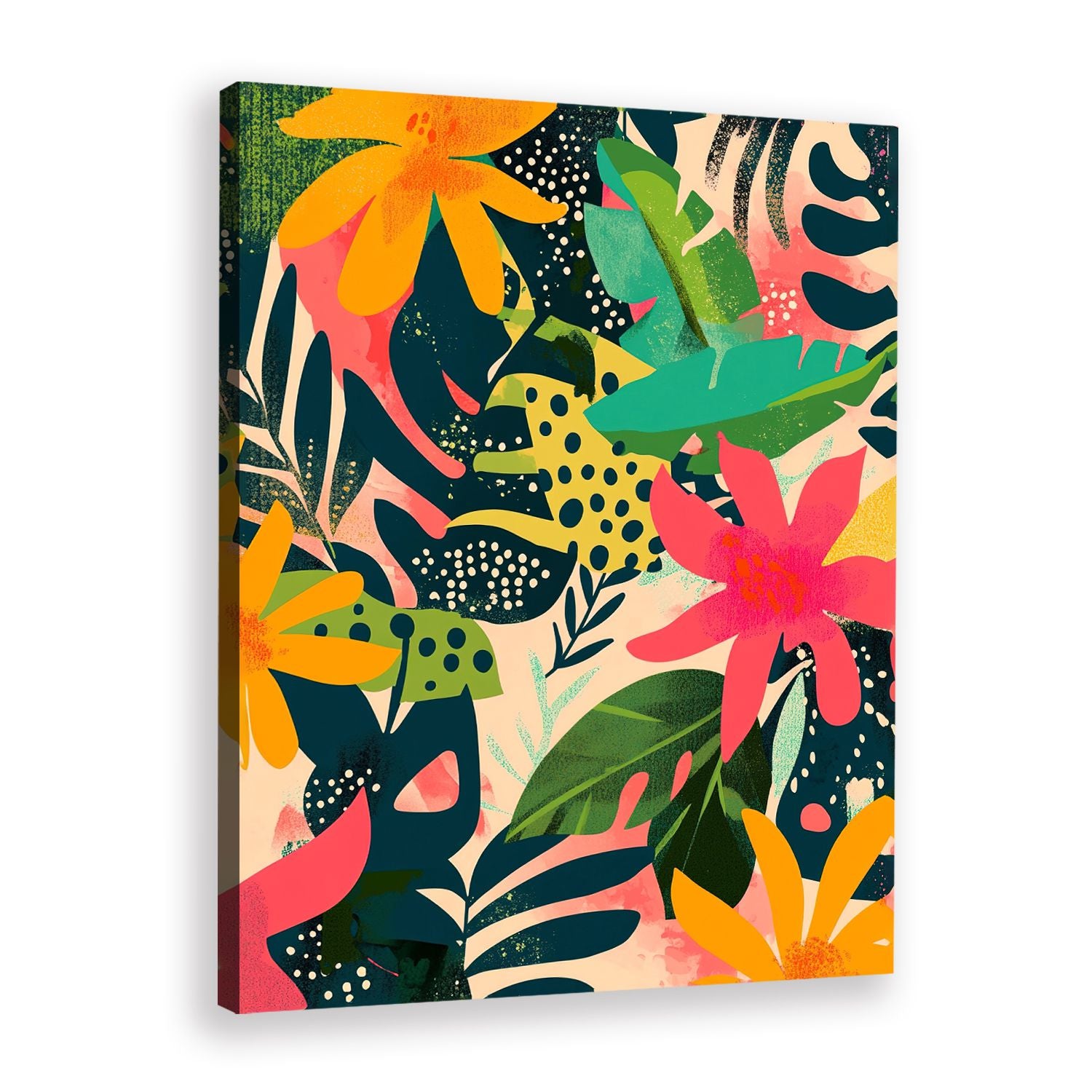 Tropical Burst Abstract Floral Canvas Print for Living Room