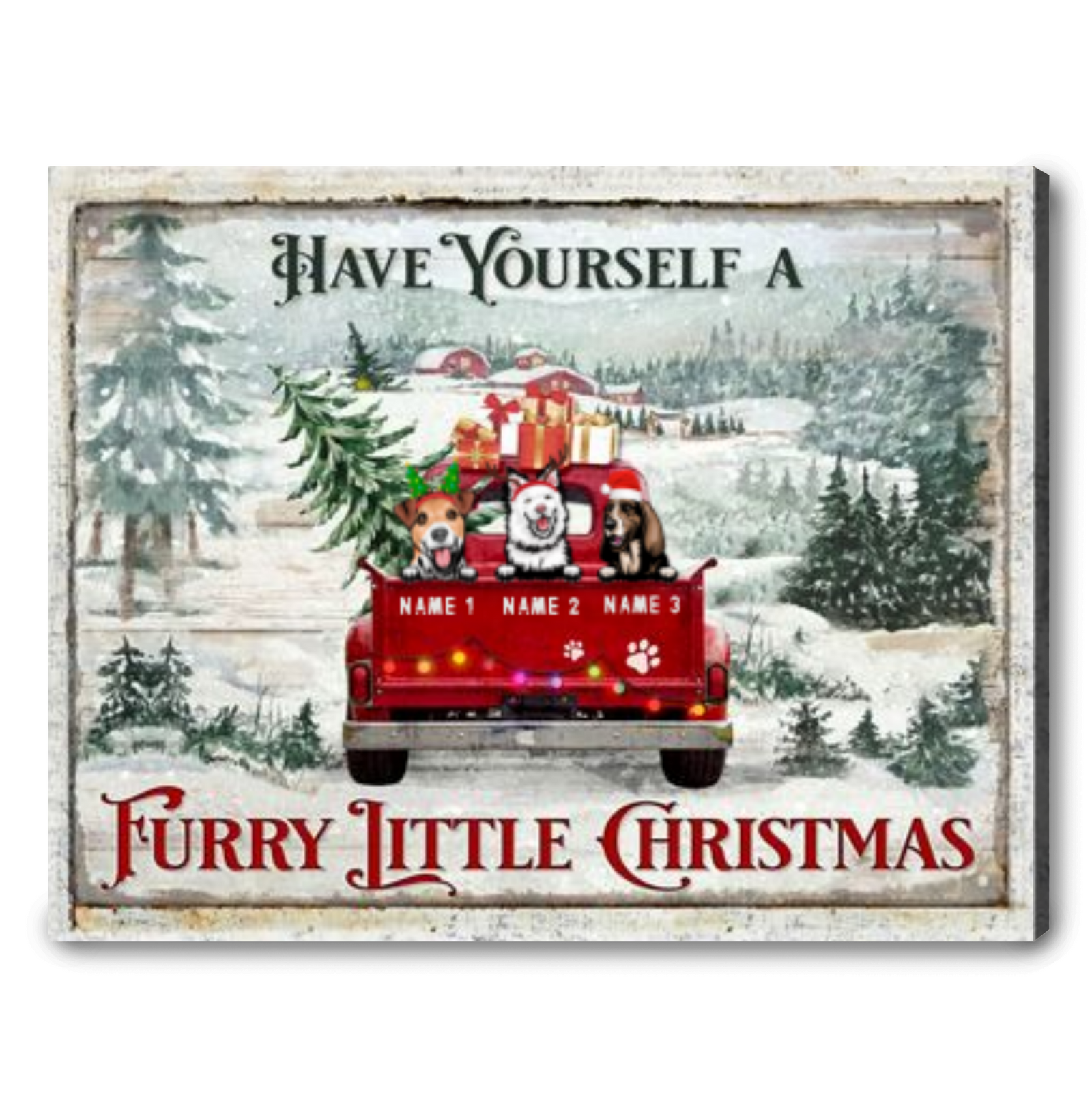 Christmas Wall Decor Ideas Christmas Tree Farm and Dogs on Red Truck