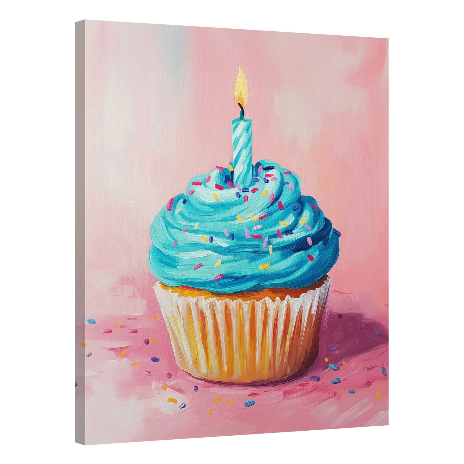 Pop Art Cupcake Against Pink Wall Art Print