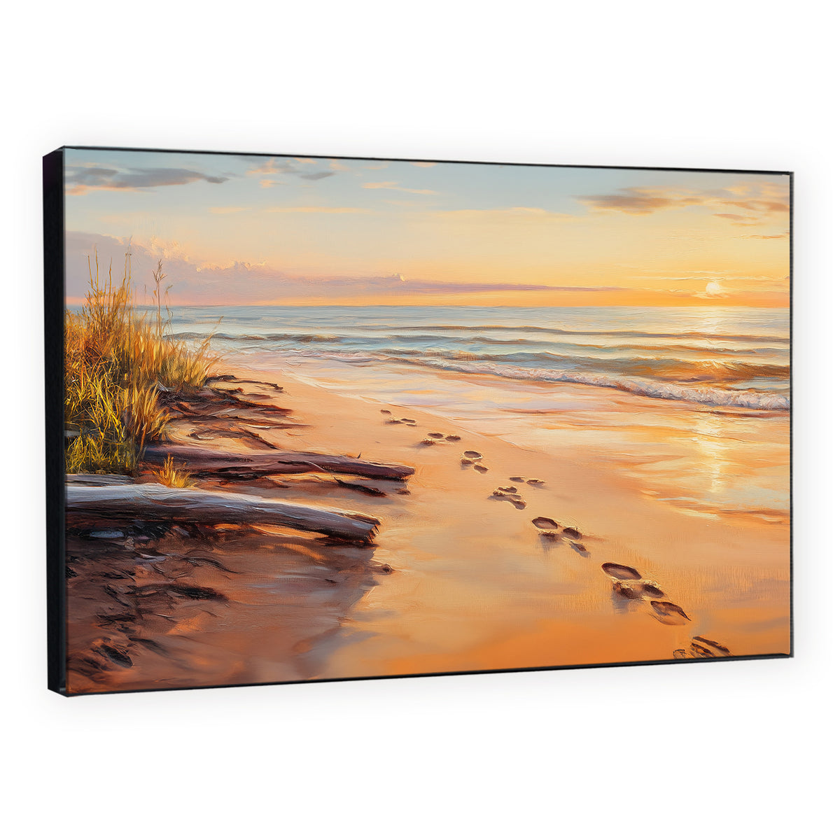 Footprints On The Beach Oil Canvas Wall Art Print