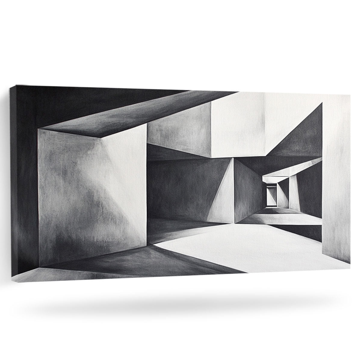 Monochromatic Architecture Abstract Canvas Wall Art for Living Room