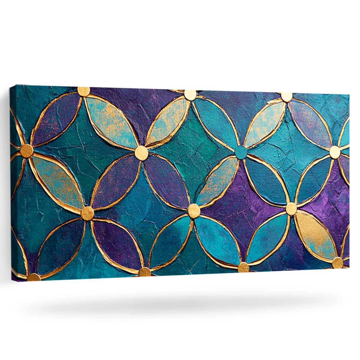 Golden Harmony Modern Abstract Canvas Wall Art for Living Room