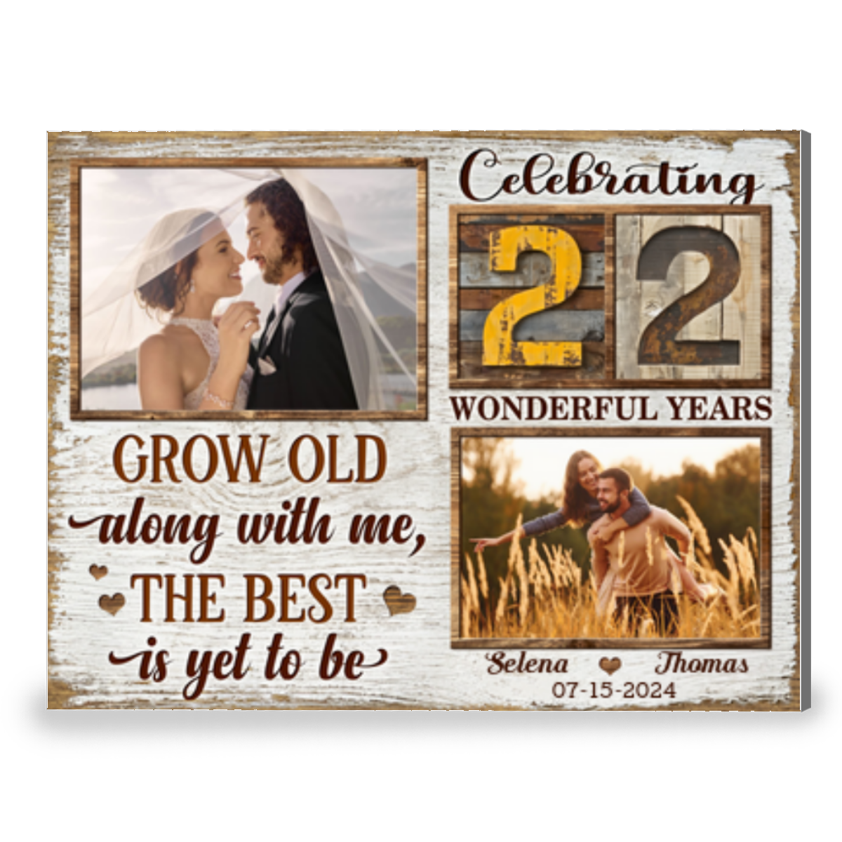 22 Years Anniversary Gift Grow Old Along With Me Canvas Photo Prints