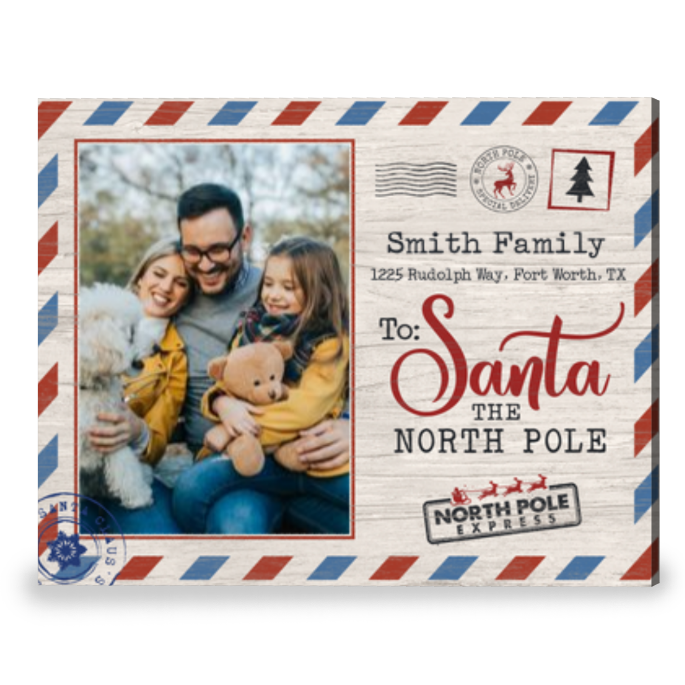 Personalized Wall Art For Christmas Gift For Family To Santa Canvas Print